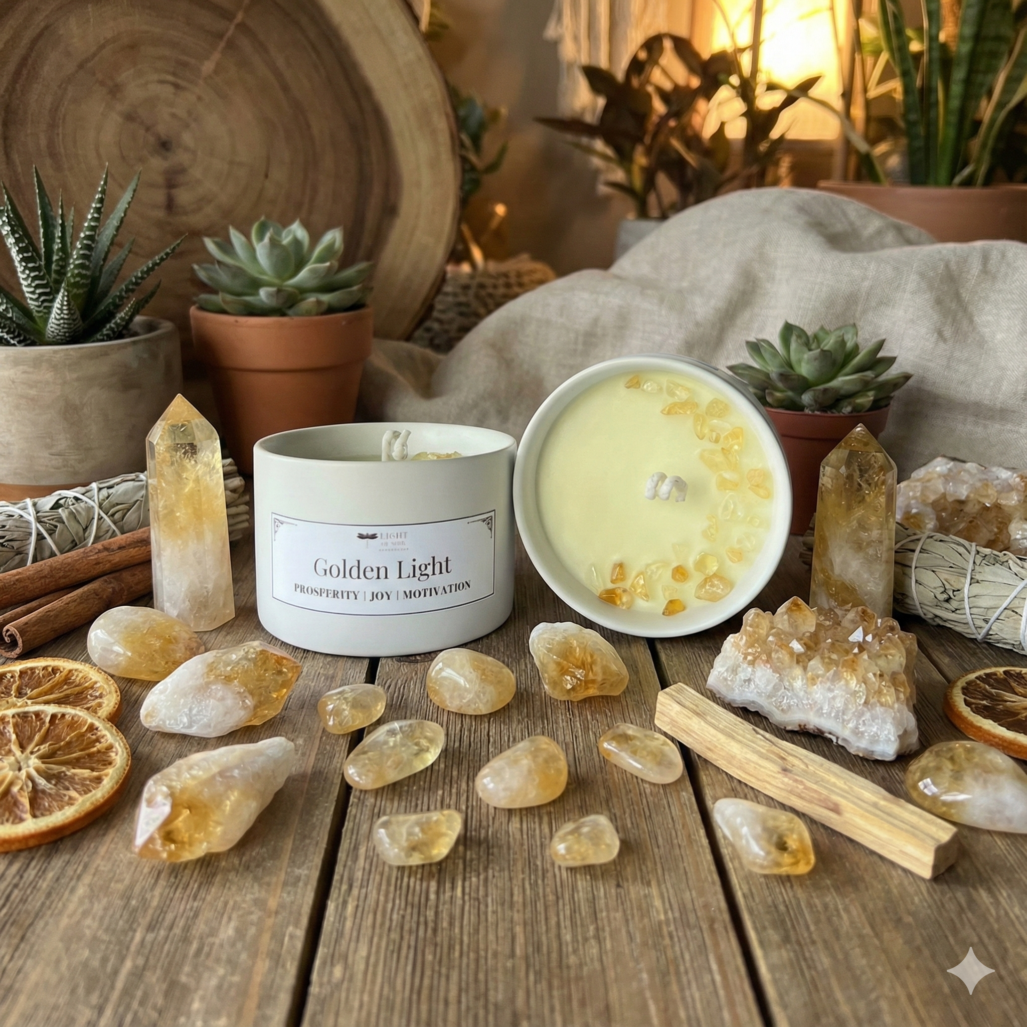 Golden Light Citrine Soy Candle
