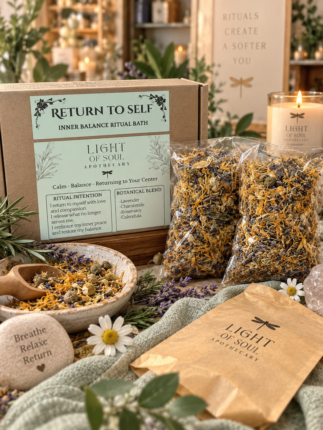 Return to Self Botanical Ritual Bath – Lavender & Chamomile Herbal Bath Tea