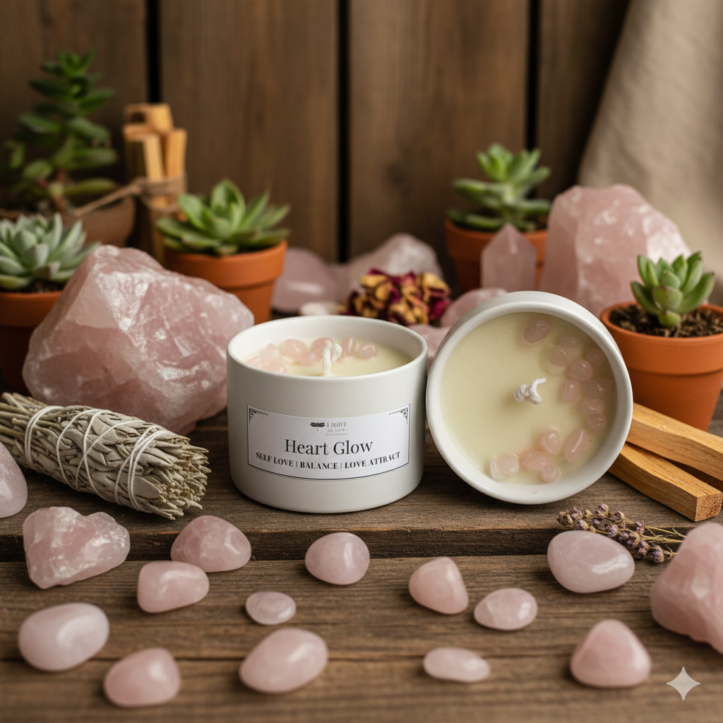 Heart Glow Rose Quartz Soy Candle